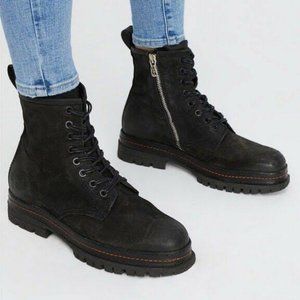RARE Free People A.S. 98 Lennie Johnnies Black Leather Boots Women's Size 8.5